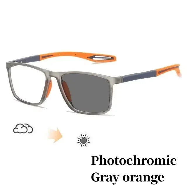 Men Ultralight Photochromic Glasses TR90 Frame Myopia Eyeglasses Women Male Vintage Color Changing Eyewear 0 To -4.0